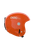 Rear view of the POC POCito Skull kids ski helmet in fluorescent orange, showing the LED Alert mount, My Info panel and size adjuster dial