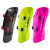 Pink, black, and yellow Leki Pro Junior shin guards side‑by‑side