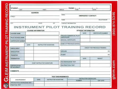 Gleim Instrument Pilot Training Record