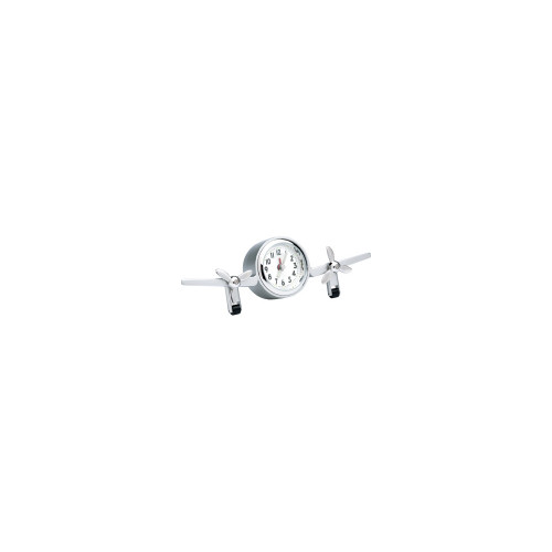 Twin Airplane Desk Clock - Silver Metal | Fallon Pilot Shop