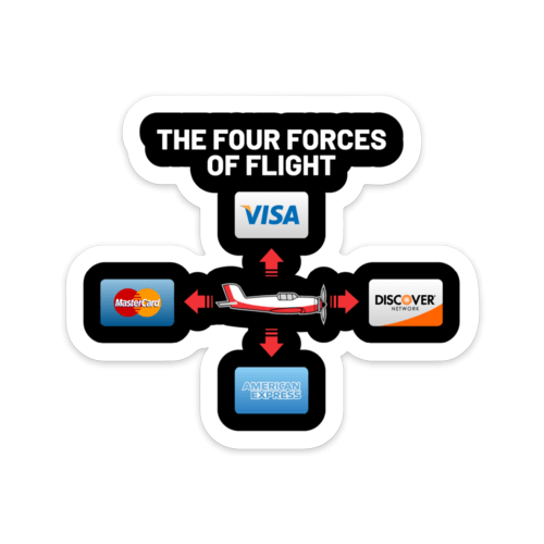 The Four Forces of Flight Credit Card Sticker Fallon Pilot Shop