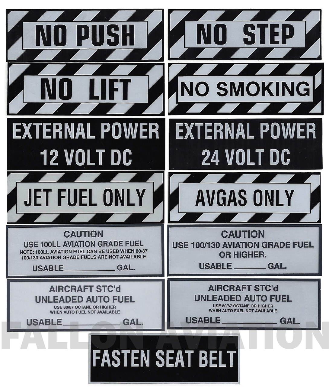Mylar Aircraft Airframe Placards Fallon Aviation Pilot Shop