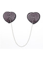 Pink rhinestone heart nipple pasties with silver chain
