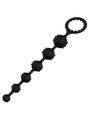 Full-length black spiked anal beads with pull handle