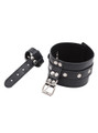 Black adjustable thumb-to-wrist cuff buckled and ready for use