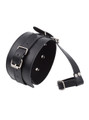 Black toe-to-ankle restraint cuff with PU leather and metal buckles
