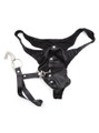 Black faux leather thong with silver O-ring and detachable leash