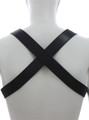 Rear view showing black X-back harness straps