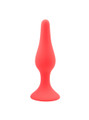 Red silicone anal plug with suction base - tapered shape for comfortable use
