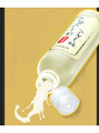 cum-style lubricant pouring from bottle thick white texture