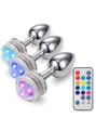 glowing anal plugs set with multicolor LED display