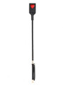 black PU leather riding crop with red heart cutout paddle tip