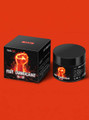 Fisting lubricant jar and packaging with fiery branding on red background