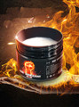 Warming fisting lubricant jar surrounded by flame visual effect