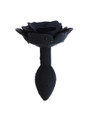 Black silicone rose anal plug front view