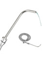 Stainless steel curved douche nozzle attached to shower hose with water flow example