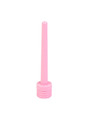 Pink ABS slim shower douche nozzle standing upright with threaded base