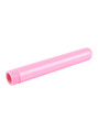 Pink ABS thick tube shower douche nozzle shown from side with hollow threaded connector