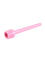 Pink ABS slim shower douche nozzle shown from side with threaded connector