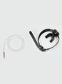 Black piss play mouth gag with clear tube and hollow penis plug