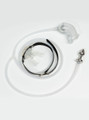 Transparent piss play mouth gag kit with hollow anal plug, clear tube, and clear sleeve