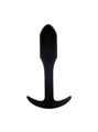 Black silicone slim anal plug with curved anchor base