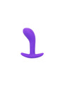 Small purple curved silicone anchor butt plug with wide T-style handle base