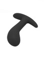 Black silicone anchor butt plug with curved shaft and wide safety base