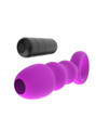 Purple 4 bead vibrating anal plug with removable bullet shown separately