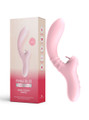 Light pink tongue-licking massage vibrator with curved silicone shaft and retail box