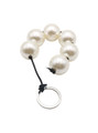 Pearl bead masturbation toy with flexible cord and retrieval ring