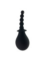 Black silicone beaded anal douche bulb assembled with rounded squeeze bulb