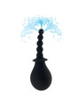 Black silicone beaded anal douche bulb with water spray from tip