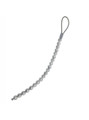 Curved stainless steel anal beads with mixed bead sizes and flexible cable loop