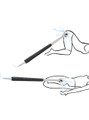 Illustration showing a stainless steel E-Stim Drumstick used for vaginal area and for internal anal electro play