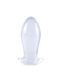 Large clear TPE anal dragon egg butt plug with a wide safety base