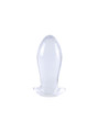Small clear TPE anal dragon egg butt plug with a wide flared base