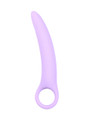 Purple Size 4 curved silicone ring handle butt plug measuring 167 mm (6.57 in) long and 24 mm (0.94 in) wide