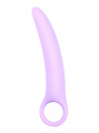 Purple Size 5 curved silicone ring handle butt plug measuring 190 mm (7.48 in) long and 28 mm (1.10 in) wide