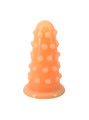 Nude XL nubbed PVC butt plug with graduated body and wide flared base