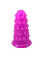 Purple XL nubbed PVC butt plug with rounded tip, textured shaft and flared base