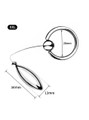 XXL 304 stainless steel tethered urethral plug measuring 34 x 13 mm (1.34 x 0.51 in) with 28 mm (1.10 in) cock ring.