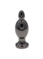 Gunmetal stainless steel weighted butt plug with smooth bulb shape and flared base
