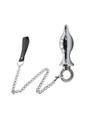Silver alloy chain leash butt plug with removable chain and black wrist strap