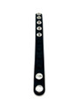 Full-length black adjustable silicone cock ring with press-stud closure.