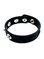 Black adjustable Medical Silicone cock ring with multiple metal press-stud settings.