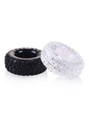 Black and transparent TPE Tire Ring cock rings with raised tyre tread texture.