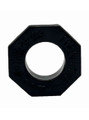 Black Big Nutz TPE cock ring with bold octagonal profile and 23 mm (0.91 in) opening.