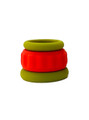 Full Stack Set medical-grade silicone cock ring sleeve with red Inner Shaft Ring and olive Outer Sleeve.