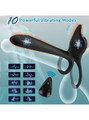Remote vibrating cock ring with 10 vibration modes and dual stimulation zones